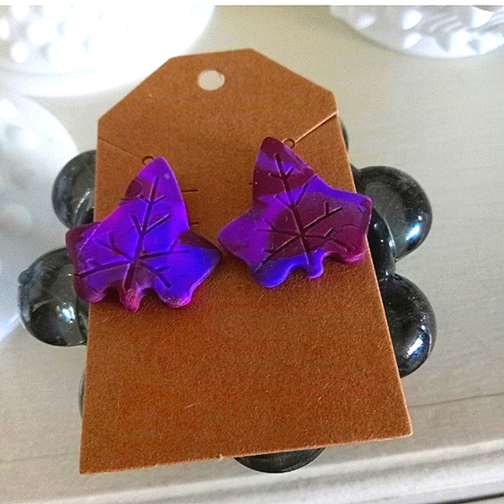 Purple Leaf Earrings